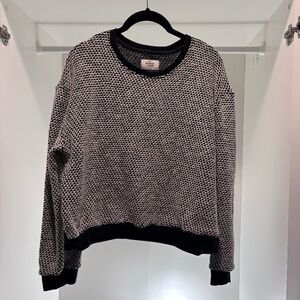MARINE LAYER Sweater Women Birdseye Textured Pullover Cotton blend Black White M